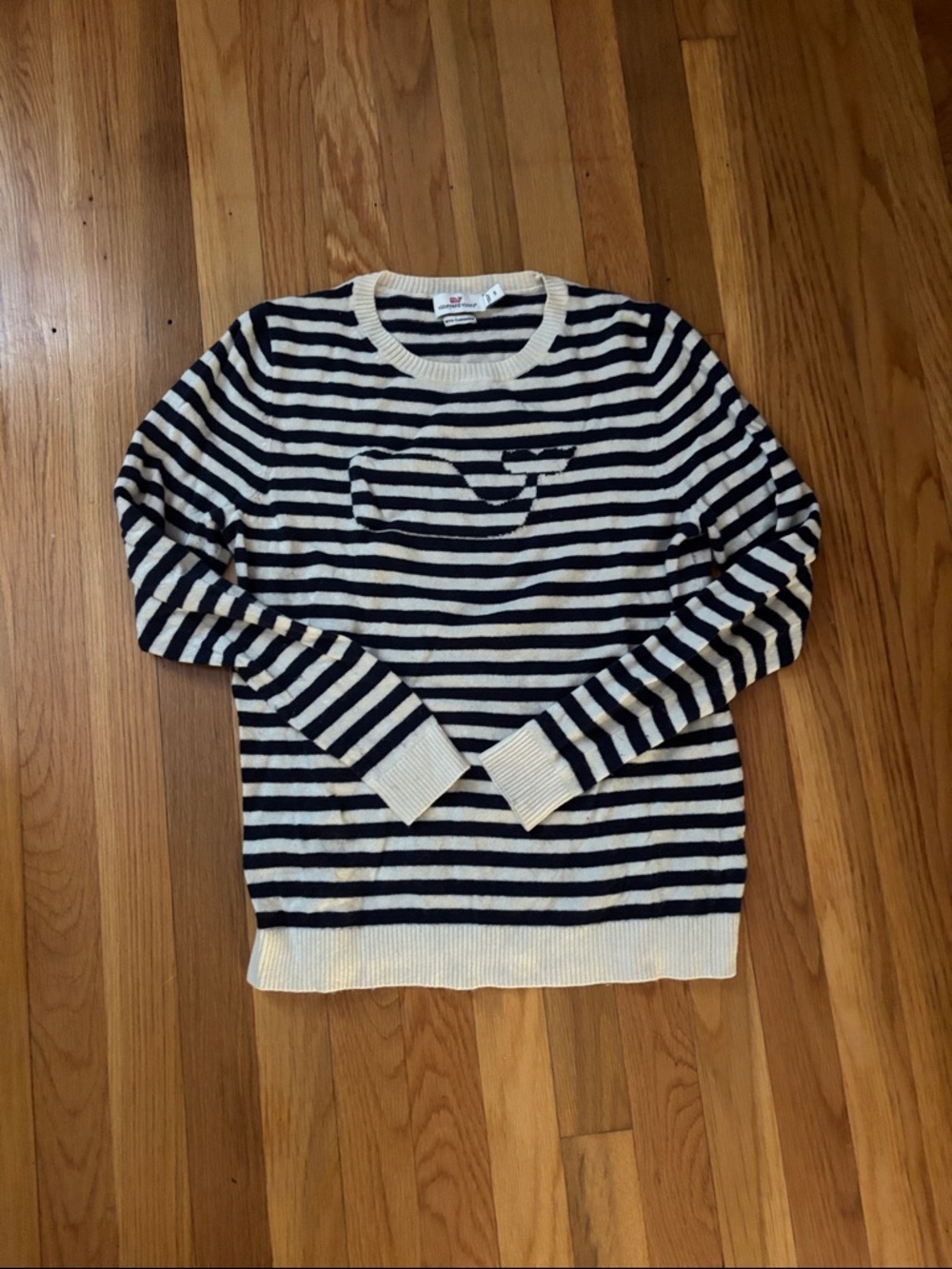 Vineyard Vines Navy & Cream Striped Crewneck Sweater